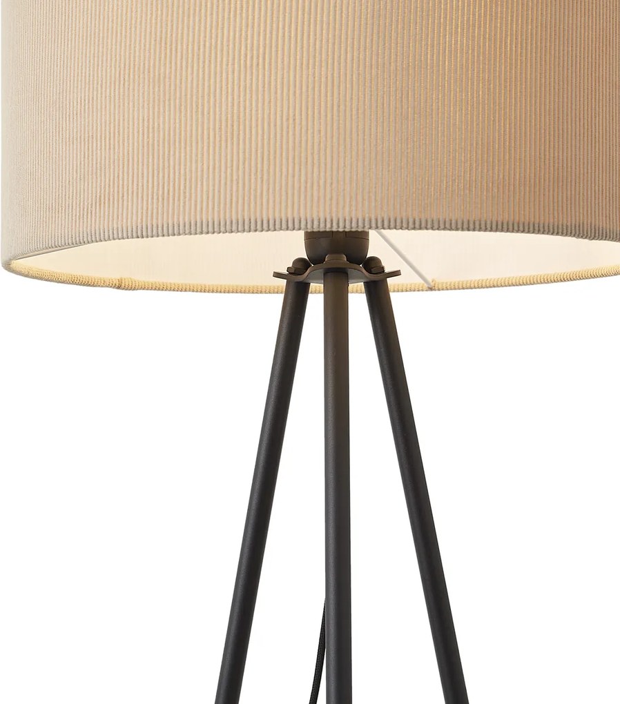 Moderne tripod vloerlamp taupe met velours kap - Luz