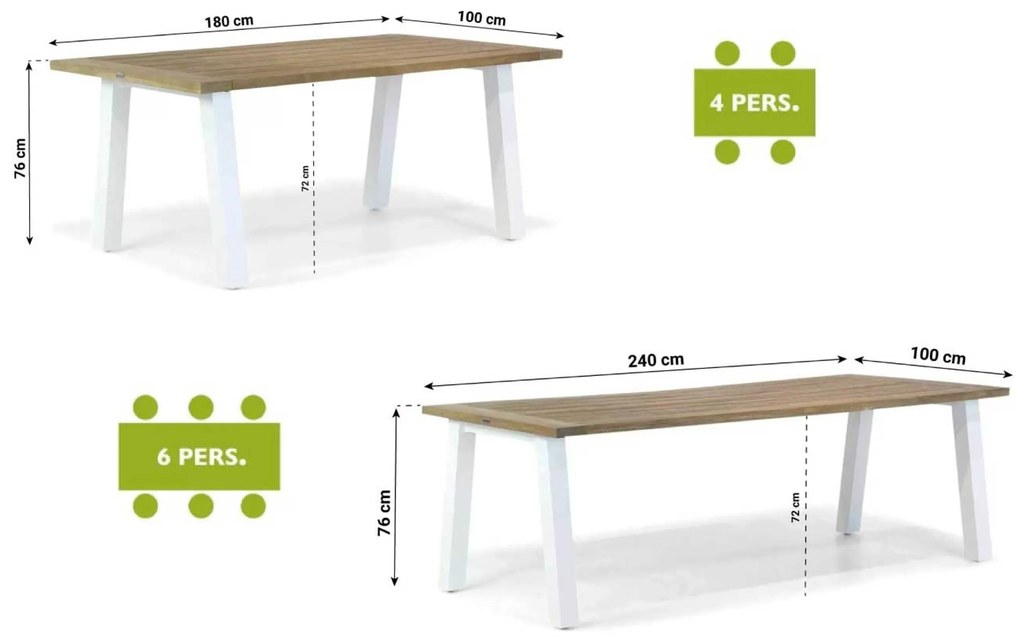 Dining Tuintafel rechthoekig 300 x 100 cm white Wit Falcon/Glasgow