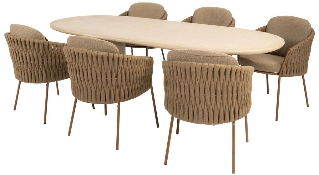 4 Seasons Outdoor Molina tuinset amber met Hampton tafel 240 cm Tuinset beige weerbestendig