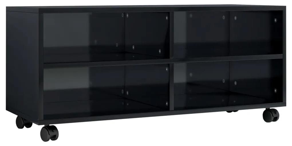 vidaXL Tv-meubel met wieltjes 90x35x35 cm bewerkt hout hoogglans zwart