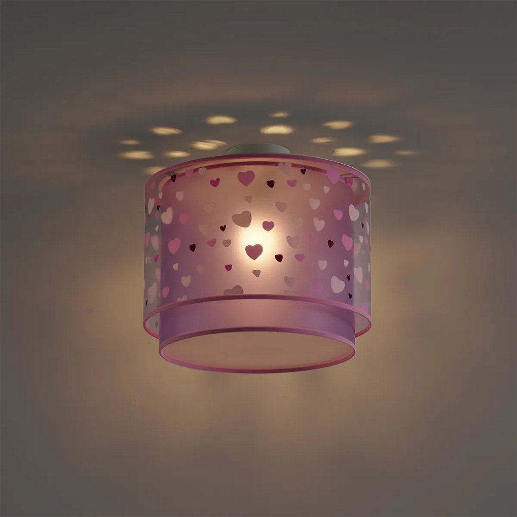 Kinder plafondlamp roze met hartjes - Harrie in Love