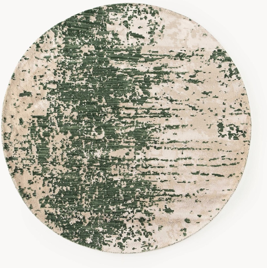 Rond wollen vloerkleed Cynthia met abstract patroon, handgeweven
