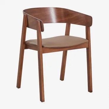 Olsen Houten Eetkamerstoelen Set Van 4 Donker Hout & Kunstleren Bruin - Praliné - Sklum