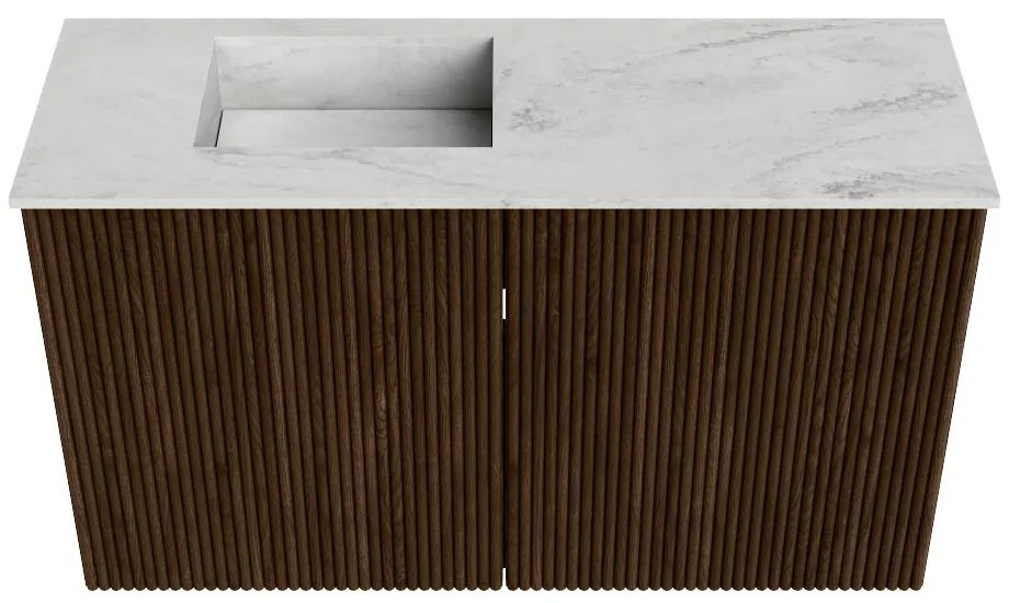 Mondiaz Joya DLux 70cm toiletmeubel walnut met wastafel faye links 1 kraangat opalo