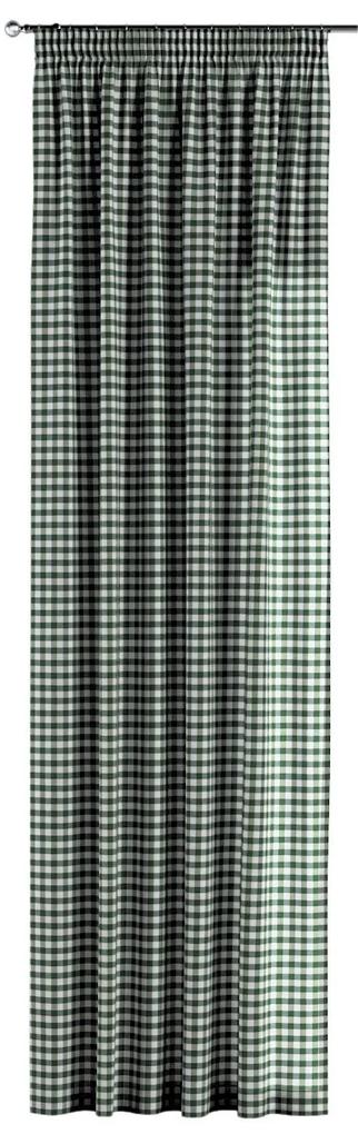 Dekoria Kant en Klaar Gordijn met plooiband, zielono biała kratka (1,5x1,5cm)