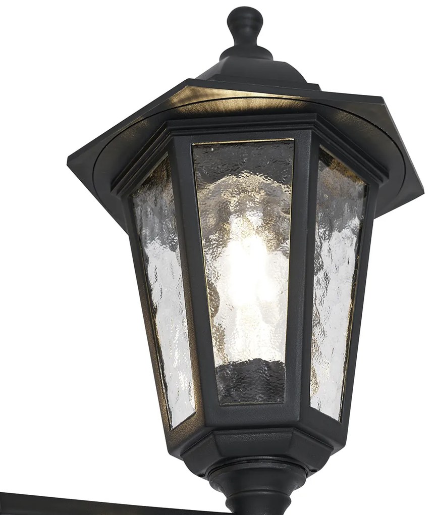 Klassieke buitenpaal zwart 217cm IP44 - New Haven Hammered Klassiek / Antiek E27 IP44 Buitenverlichting rond
