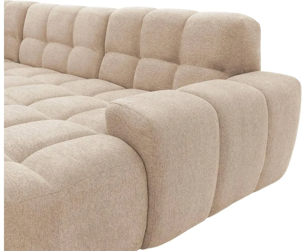 Goossens Excellent Bank Kubus - 30 X 30 Cm Stiksel wit, stof, 1,5-zits, modern design met chaise longue rechts