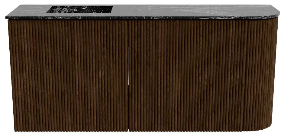 Mondiaz Joya DLux 90cm toiletmeubel ronding rechts walnut met wastafel faye links 1 kraangat lava