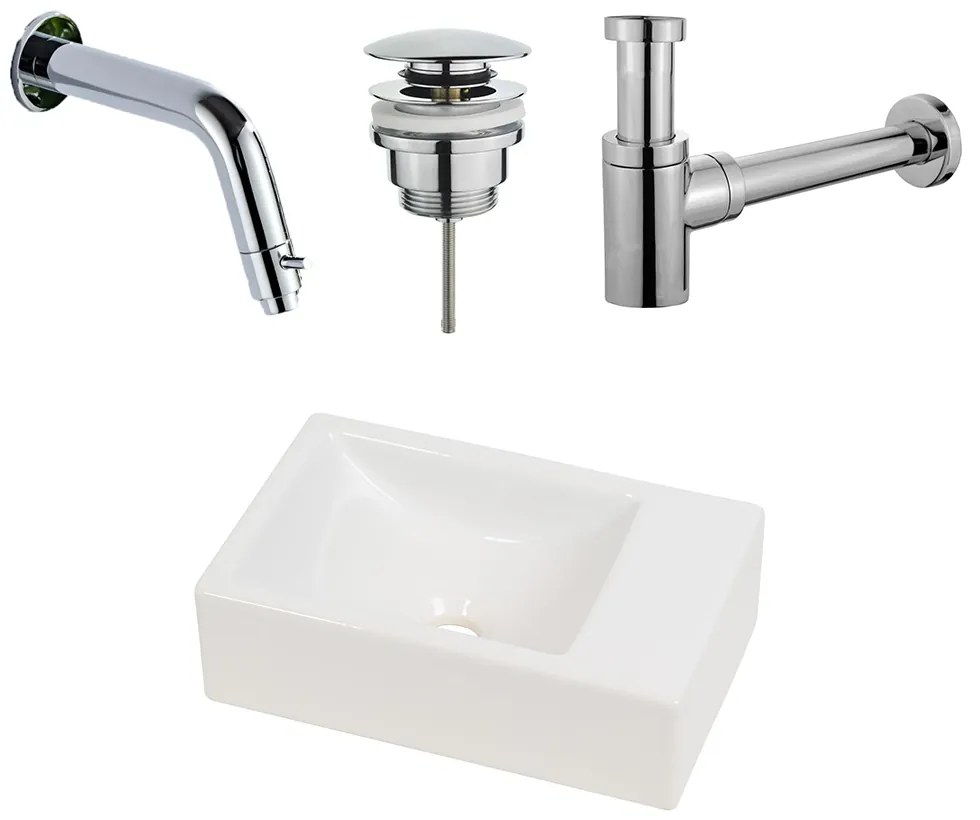 Plieger Houston fonteinset met witte fontein rechts en chromen inbouwkraan
