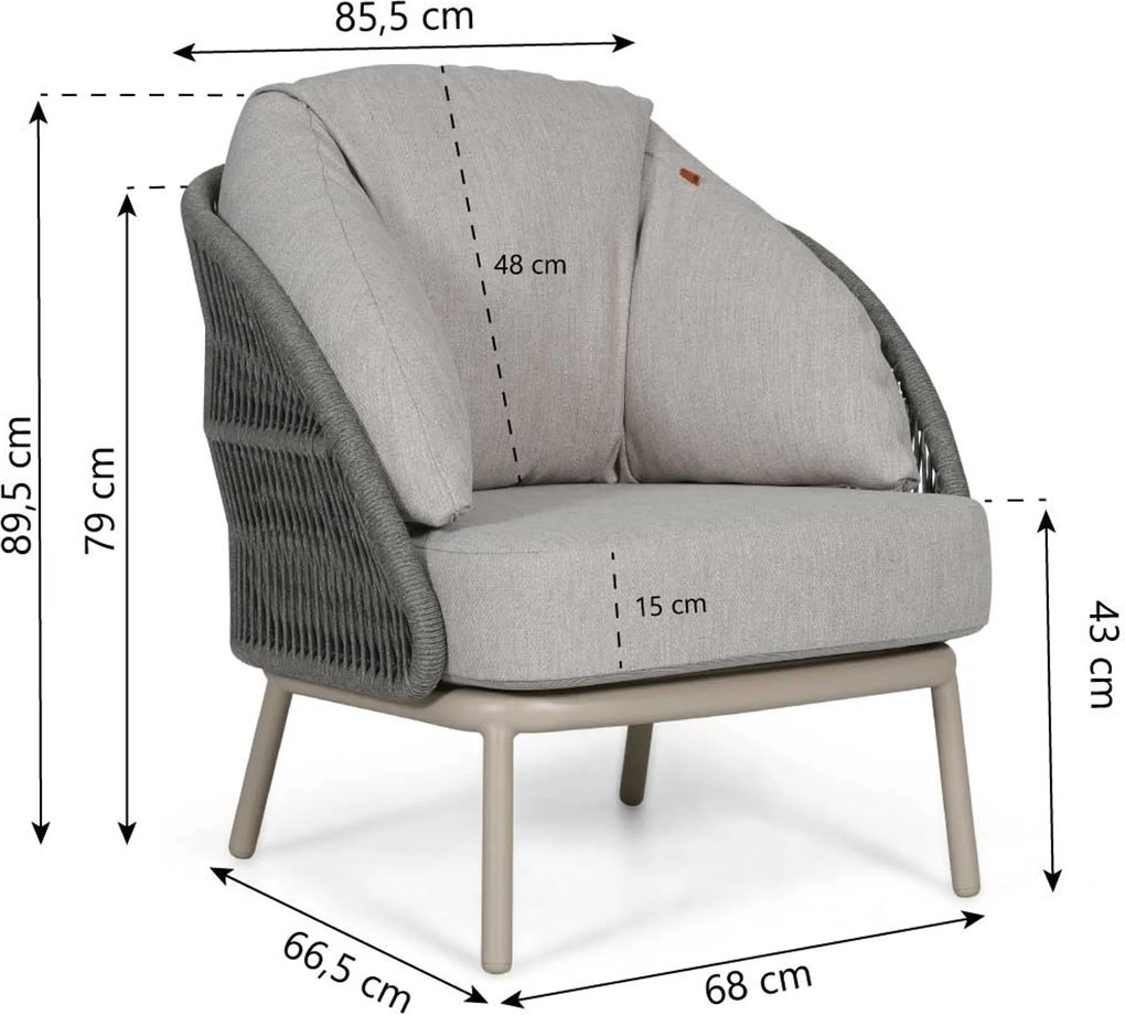 Stoel en Bank Loungeset 5 personen Rope Zand/Beige  Santika Furniture Santika