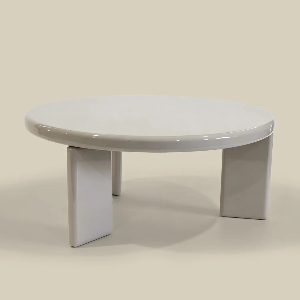 Ronde Salontafel Hoogglans Beige - 80 X 80cm.