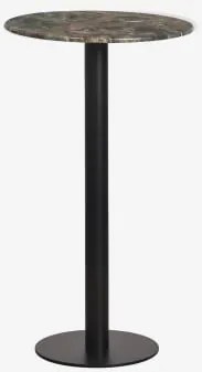Ronde Hoge Bartafel Ø60 Cm In Natuurlijk Steen Xiren Zwart & Groen Marmer Forest - Sklum