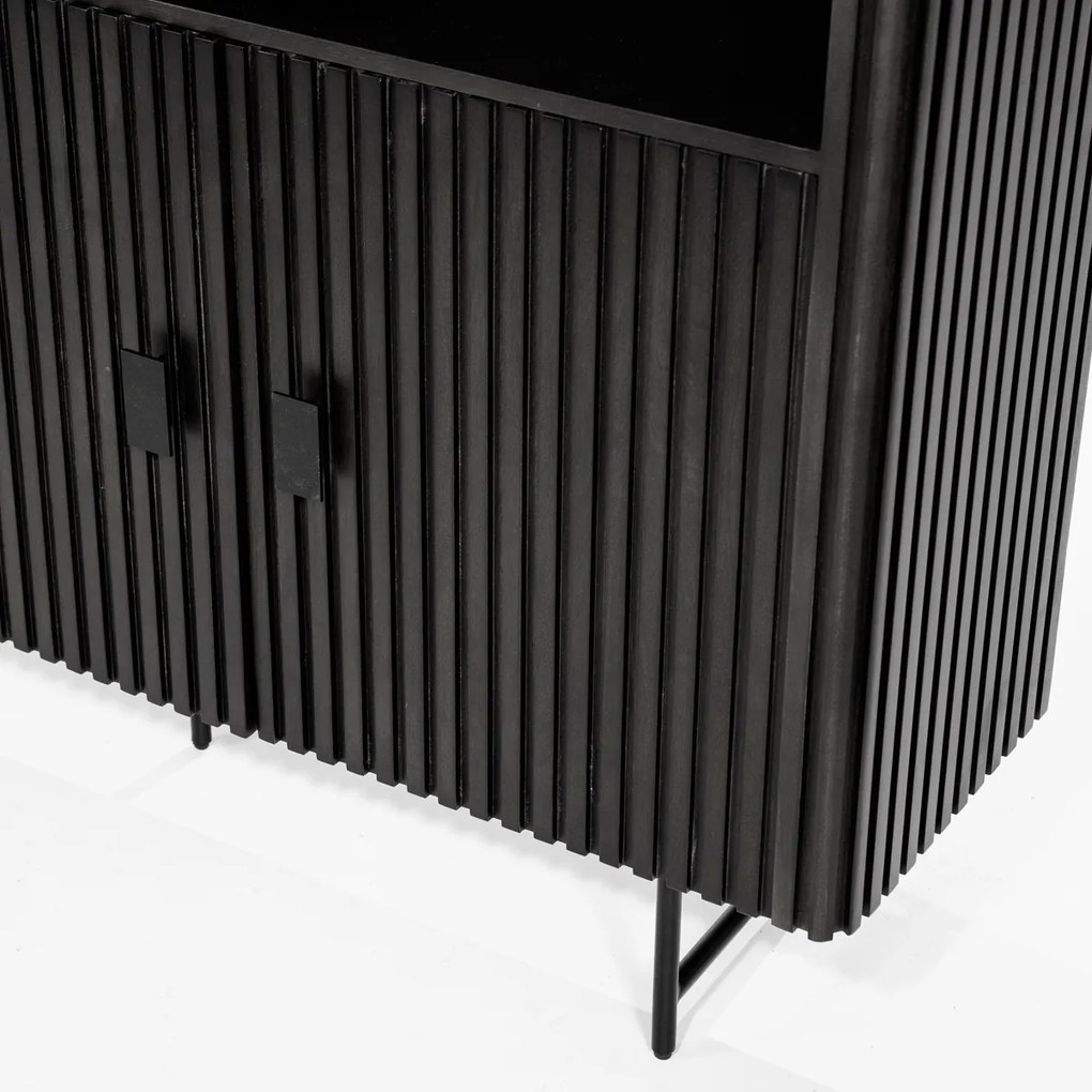 Zwarte Kast Met Open Vakken - 200x43x187cm.