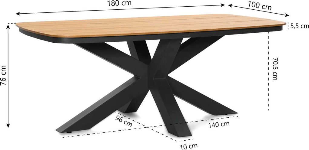 Tuinset 4 personen 180 cm Aluminium Grijs Lifestyle Garden Furniture Alessio/Camila