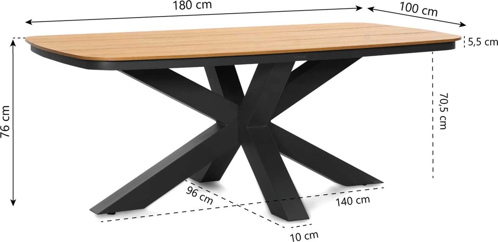 Tuinset 4 personen 180 cm Rope Grijs Domani Furniture Trivento/Camila