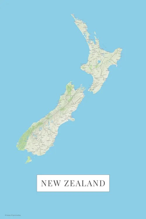 Kaart New Zeland color, POSTERS