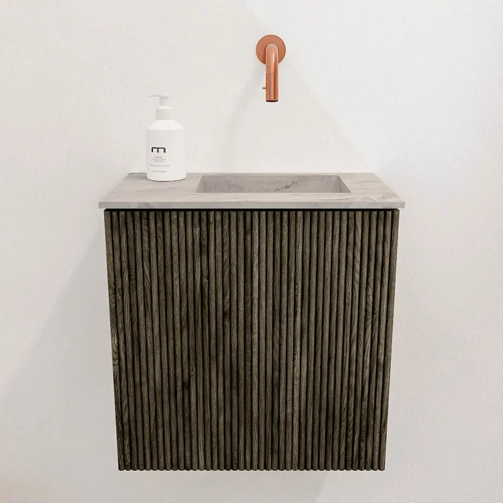 Mondiaz Joya DLux 40cm toiletmeubel shadow met wastafel faye rechts zonder kraangat glace