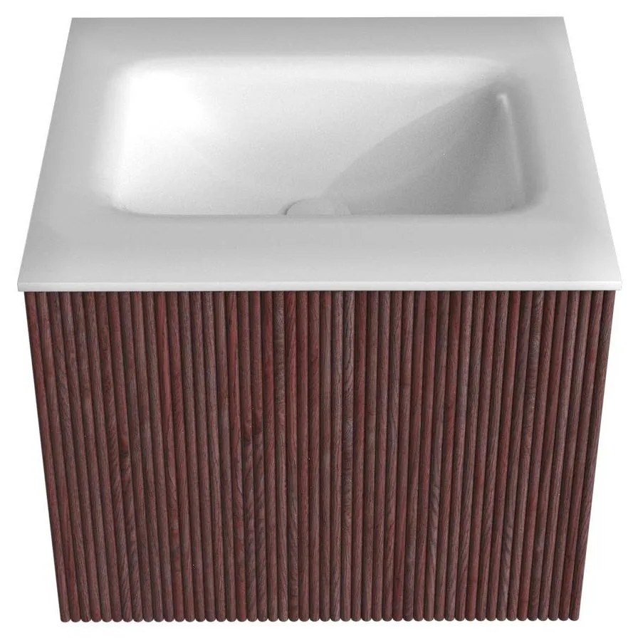 Mondiaz Kurve 50cm badmeubel ruby met 1 lade en wastafel grunne midden zonder kraangat