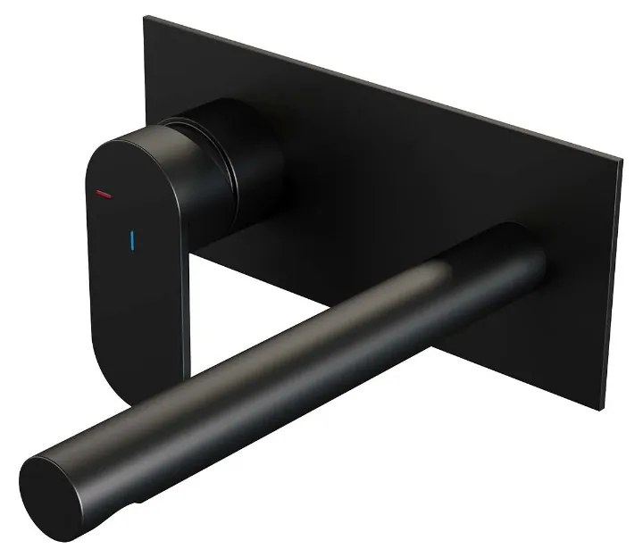 Brauer Black Edition ColdStart wastafelkraan inbouw rechte uitloop met achterplaat model C2 zwart mat