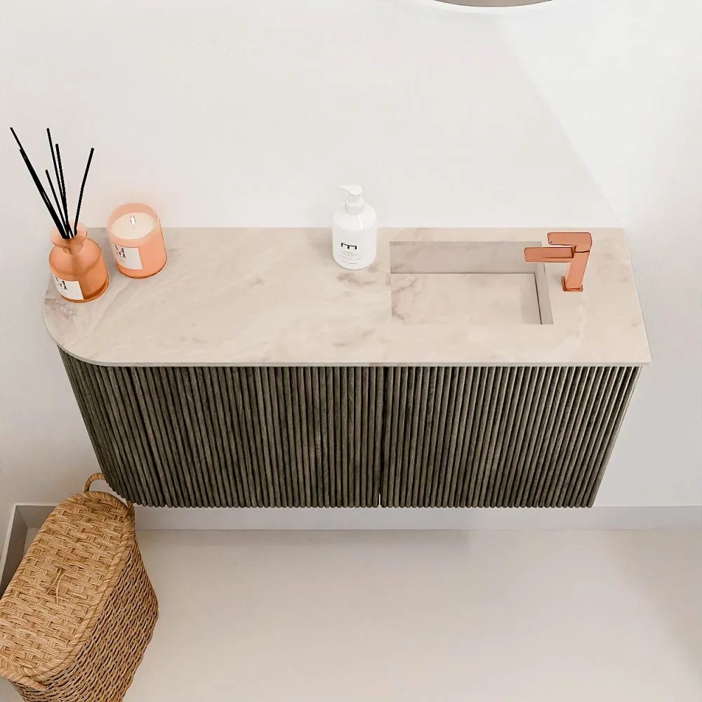Mondiaz Joya DLux 80cm toiletmeubel ronding links shadow met wastafel faye rechts 1 kraangat frappe