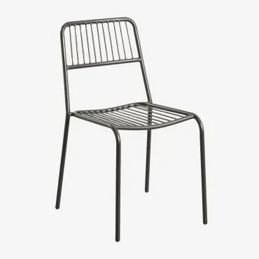 Set Van 4 Elton Stapelbare Tuinstoelen Zwarte Koolstof - Sklum