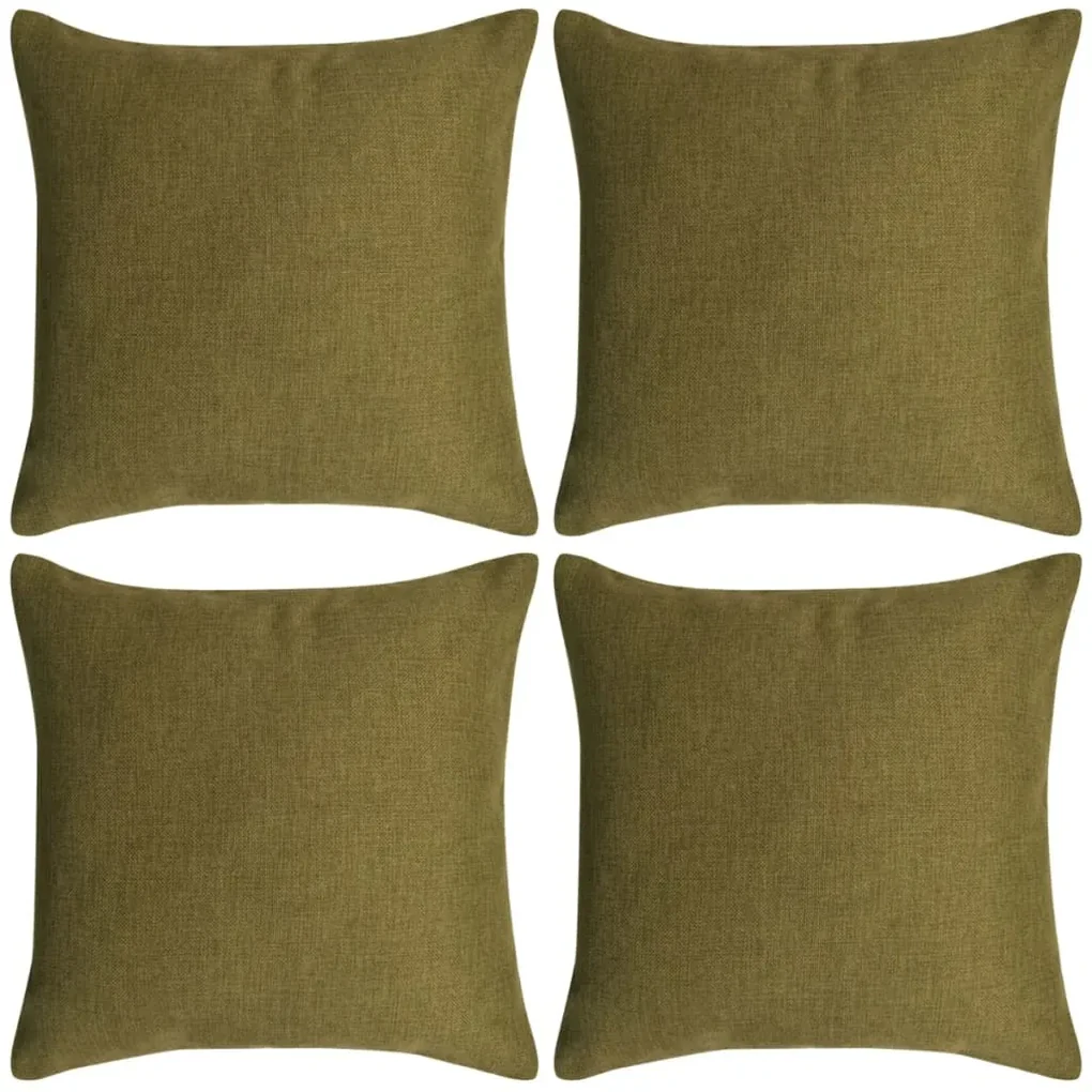 vidaXL Kussenhoezen 4 stuks linnen look groen 50x50 cm