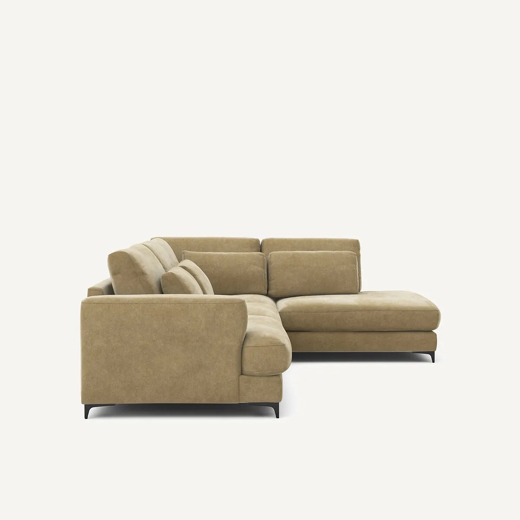 Omvormbare hoekbank rechts, stonewashed fluweel, Marsile