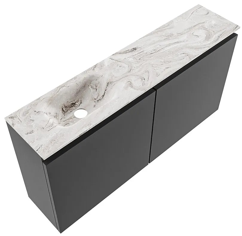 Mondiaz Ture DLux toiletmeubel 100cm dark grey met wastafel glace links zonder kraangat