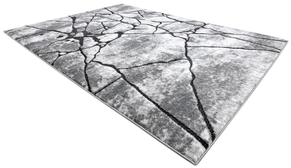 Tapijt modern COZY 8873 Cracks Gescheurd beton - Structureel,  twee poolhoogte , donker grijskleuring