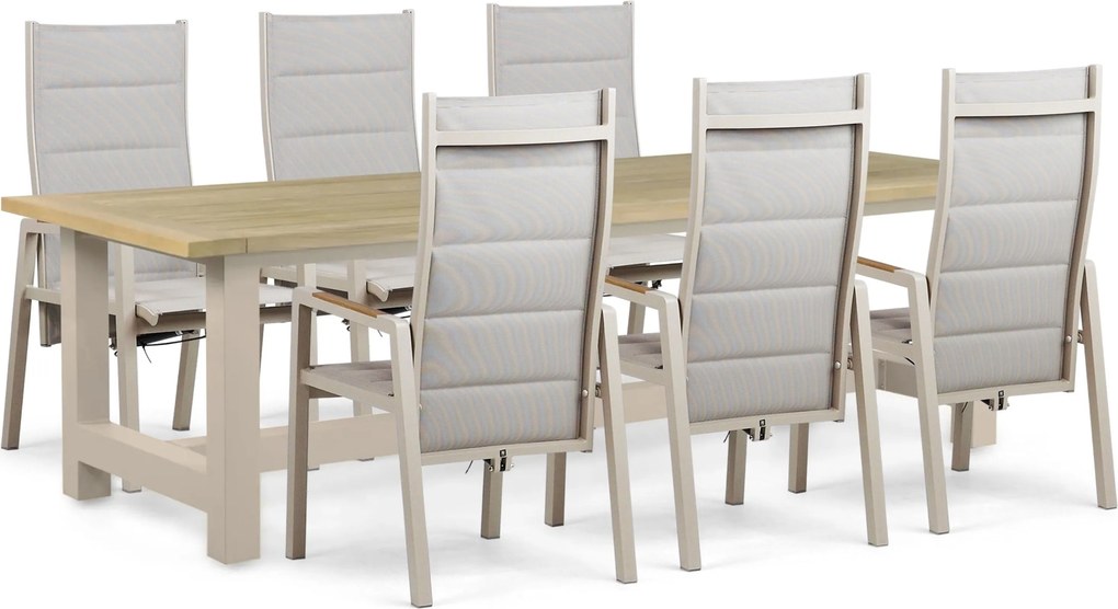 Tuinset 6 personen 260 cm Aluminium Taupe Lifestyle Garden Furniture Essence/San