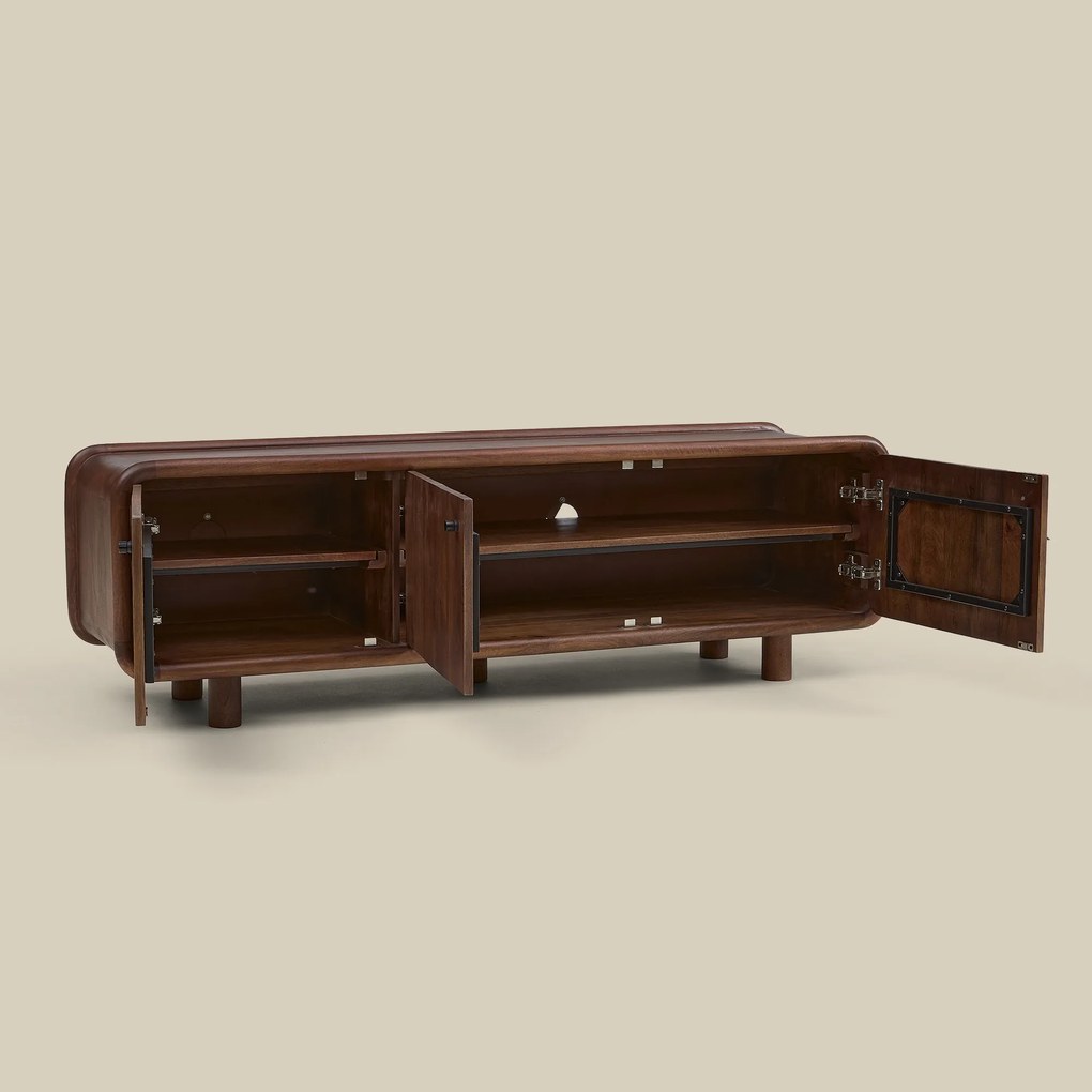 Houten Tv-meubel Met Ronde Hoeken 160 Cm - 160x43x50cm.