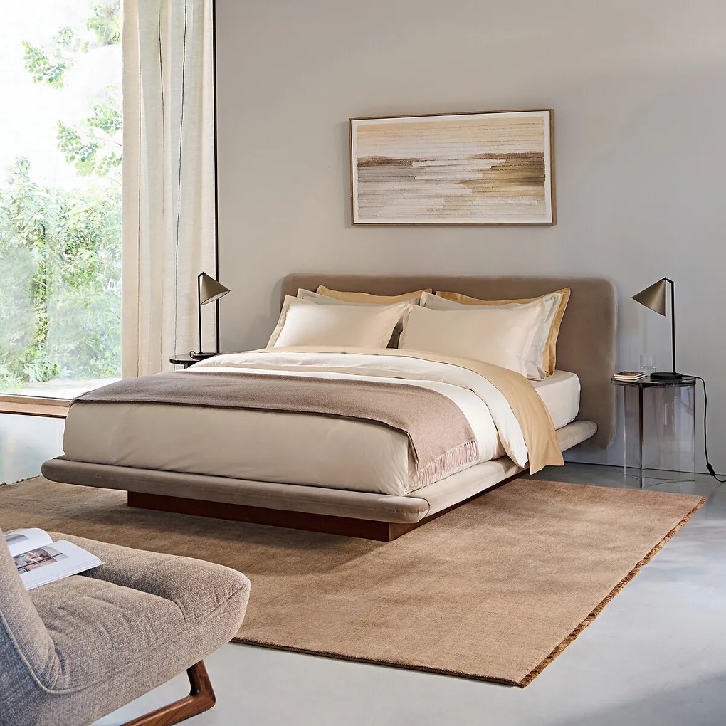 2-zits platformbed in walnoot en fluweel, SLICE