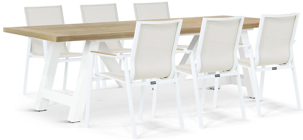 Tuinset 6 personen 260 cm Aluminium/textileen Wit Lifestyle Garden Furniture Fiora/Florence