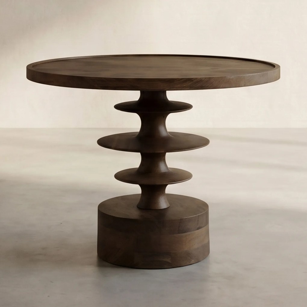 Dutchbone Cath Walnut Ronde Salontafel Walnoot - 66 X 66cm.