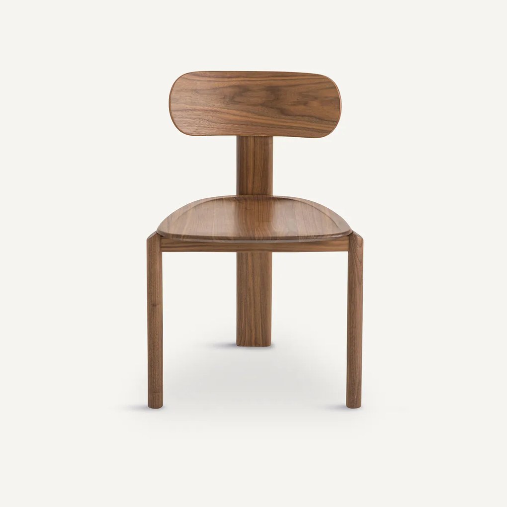 Notenhouten en gefineerde stoel, Marais, design E. Gallina