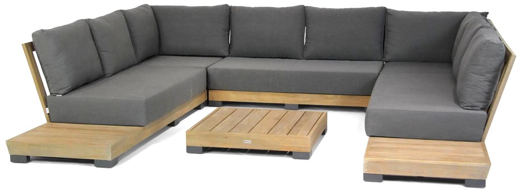 U-Vorm Loungeset 8 personen Teak Old teak greywash Lifestyle Garden Furniture Hilton