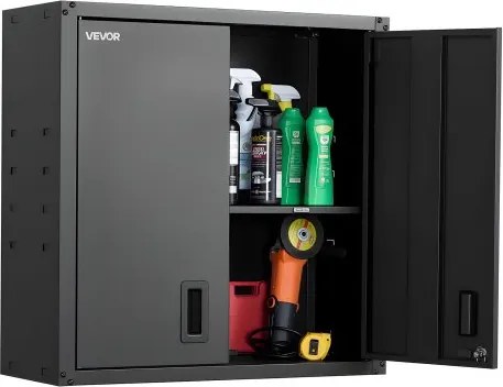 VEVOR Werkplaatskast, 762 x 310 x 762 mm, Stalen gereedschapskast met afsluitbare deuren en verstelbare plank, wandkast voor garage, kelder, keuken, magazijn, zwart