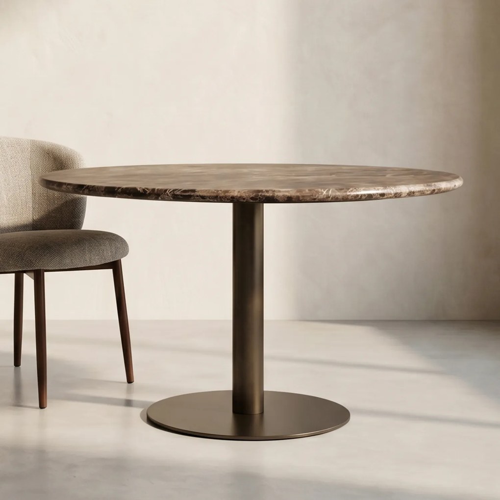 Marmeren Eettafel Bronze Poot - 127 X 127cm.