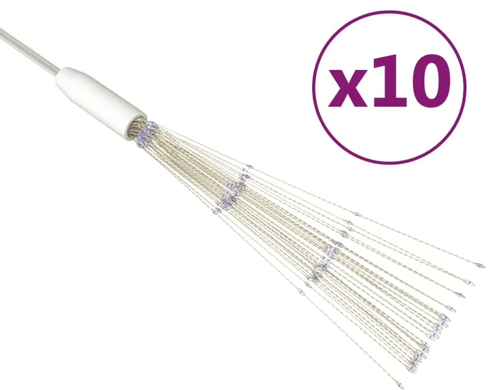 vidaXL 10 st Kerstverlichting vuurwerk 1400 LED's buiten 20 cm blauw