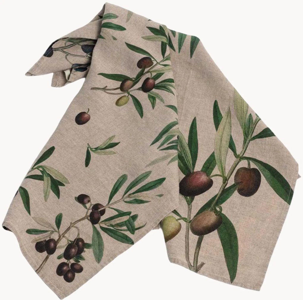 Theedoeken Olives van linnen, 2-delig