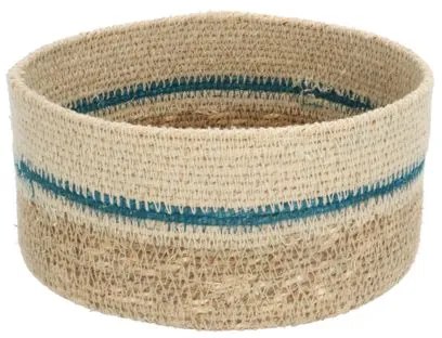 Mandje naturel, zeegras, blauw,Ø16 cm