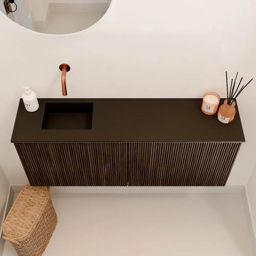 Mondiaz Joya 100cm toiletmeubel walnut met wastafel faye links zonder kraangat urban
