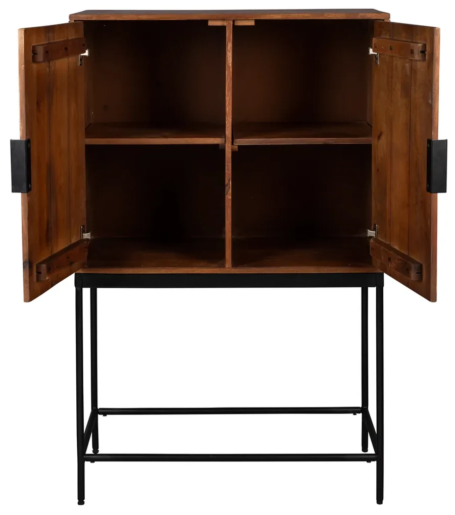 Mangohouten Kast Op Hoge Poten - 80x40x125.5cm.