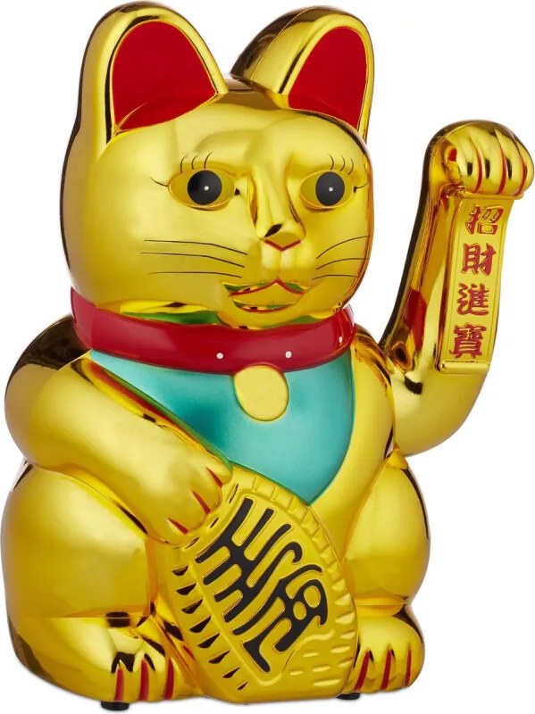 Zwaaiende kat - goud - XXL - maneki neko - gelukskat - geluksbrenger - Japan