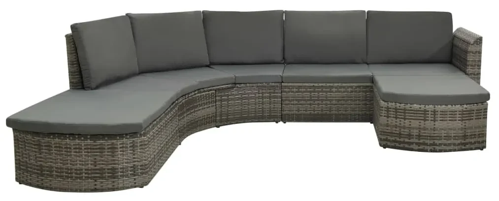 vidaXL 4-delige Loungeset met kussens poly rattan grijs