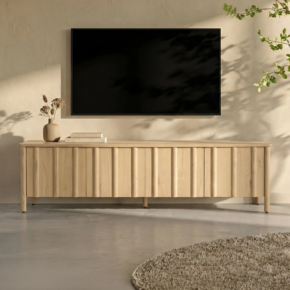 Eleonora Jake Modern Tv-meubel Eikenhout Naturel 183 Cm - 183x47x50cm.