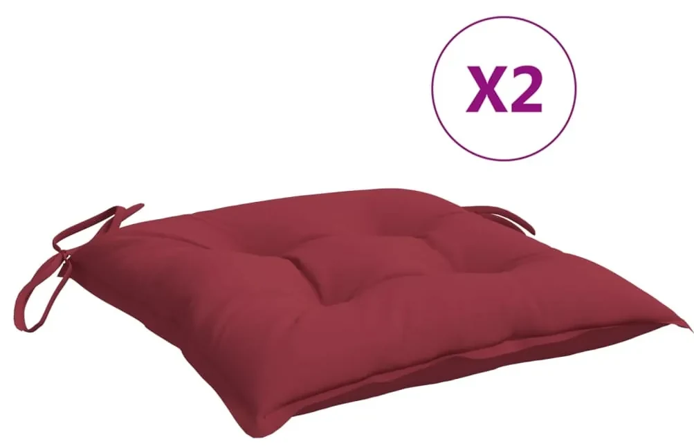 vidaXL Stoelkussens 2 st 40x40x7 cm stof wijnrood