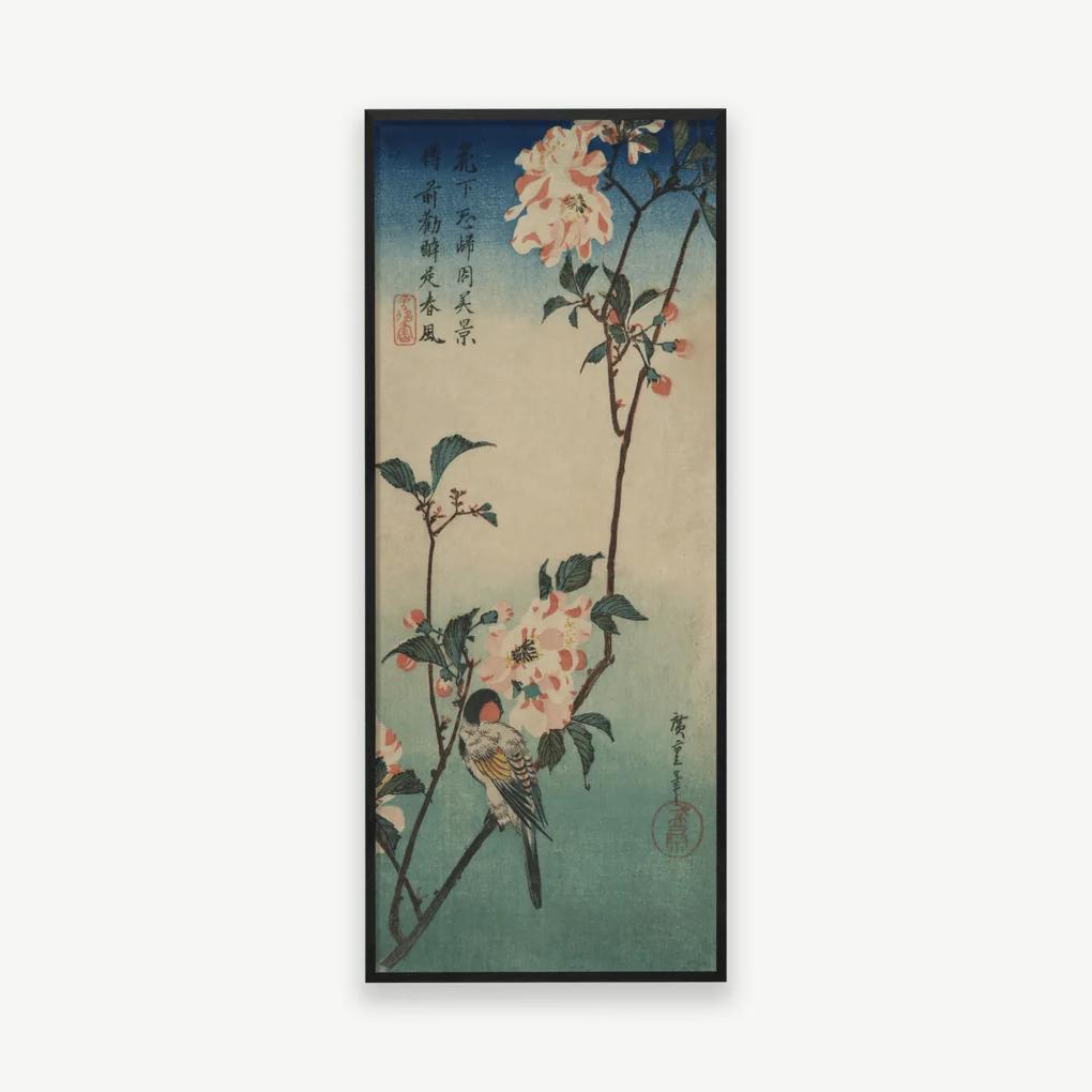 Vintage Blossom Bird, ingelijste print, 34x85cm