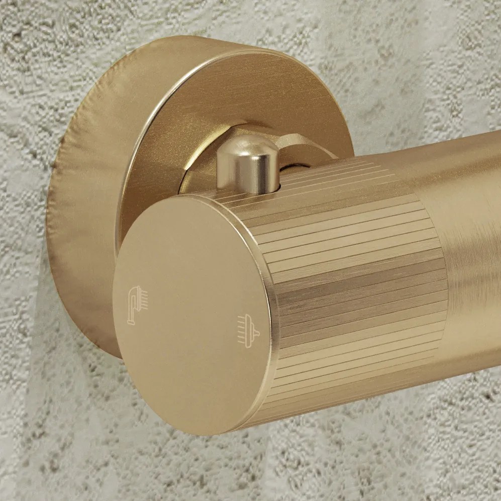 Saniclear Brass Stripes opbouw douchethermostaat geborsteld messing - mat goud
