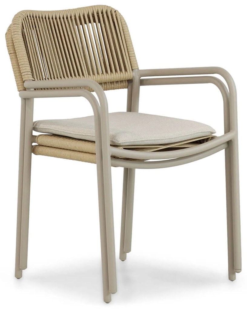 Tuinset Ronde Tuintafel 6 personen 180 cm Aluminium/rope Taupe Coco Penya/Fungo